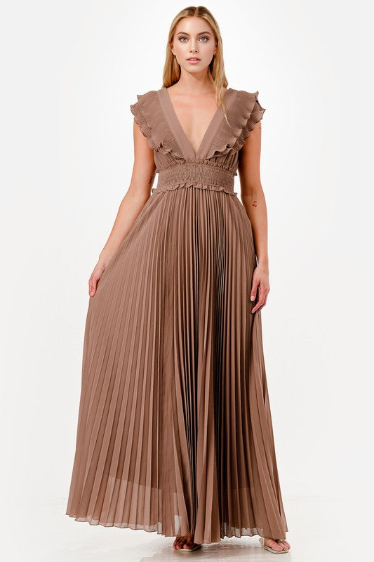 Maxivestido plizado Mocca