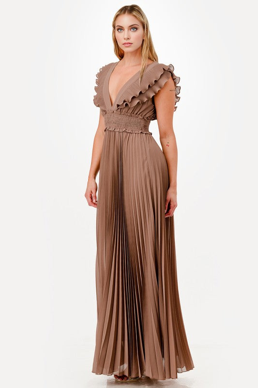 Maxivestido plizado Mocca