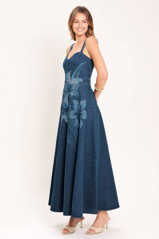 VESTIDO DENIM FLORAL