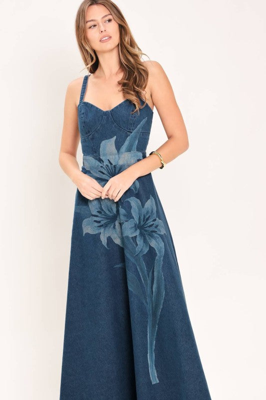 VESTIDO DENIM FLORAL