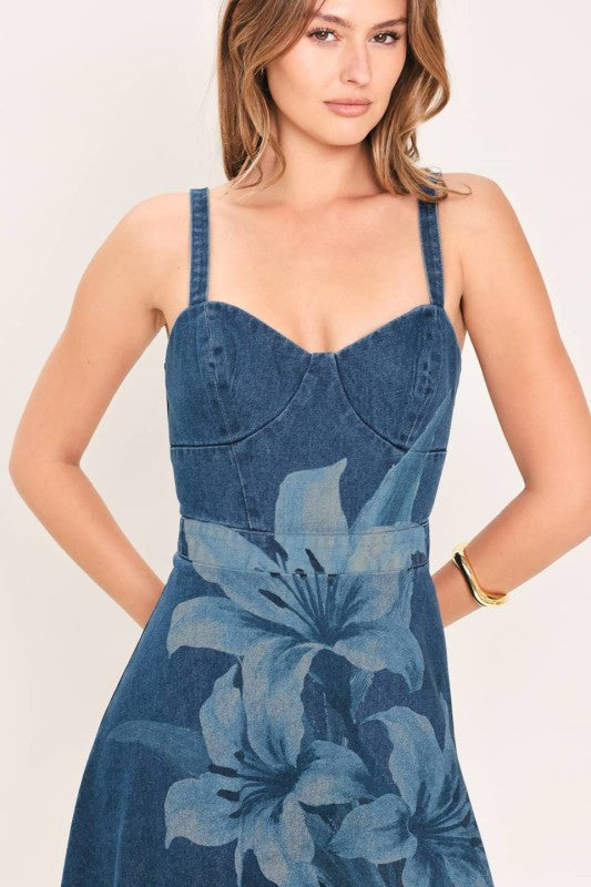 VESTIDO DENIM FLORAL