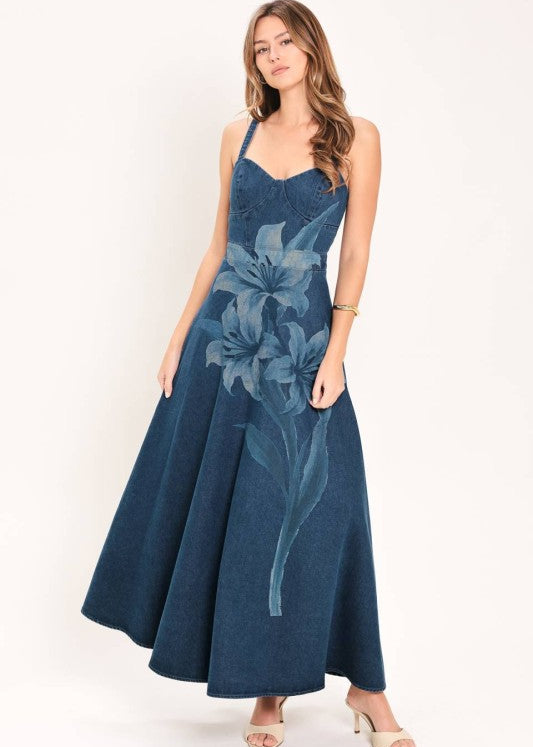 VESTIDO DENIM FLORAL