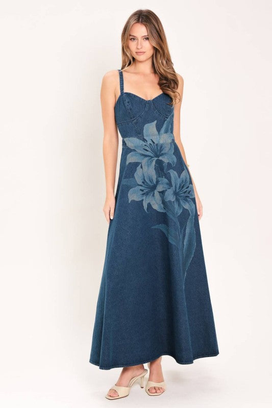 VESTIDO DENIM FLORAL