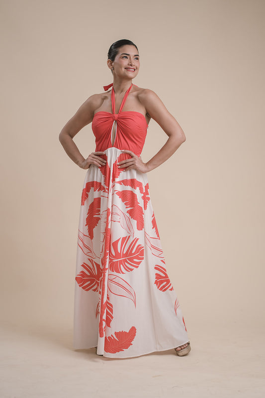 Vestido tropical Coral