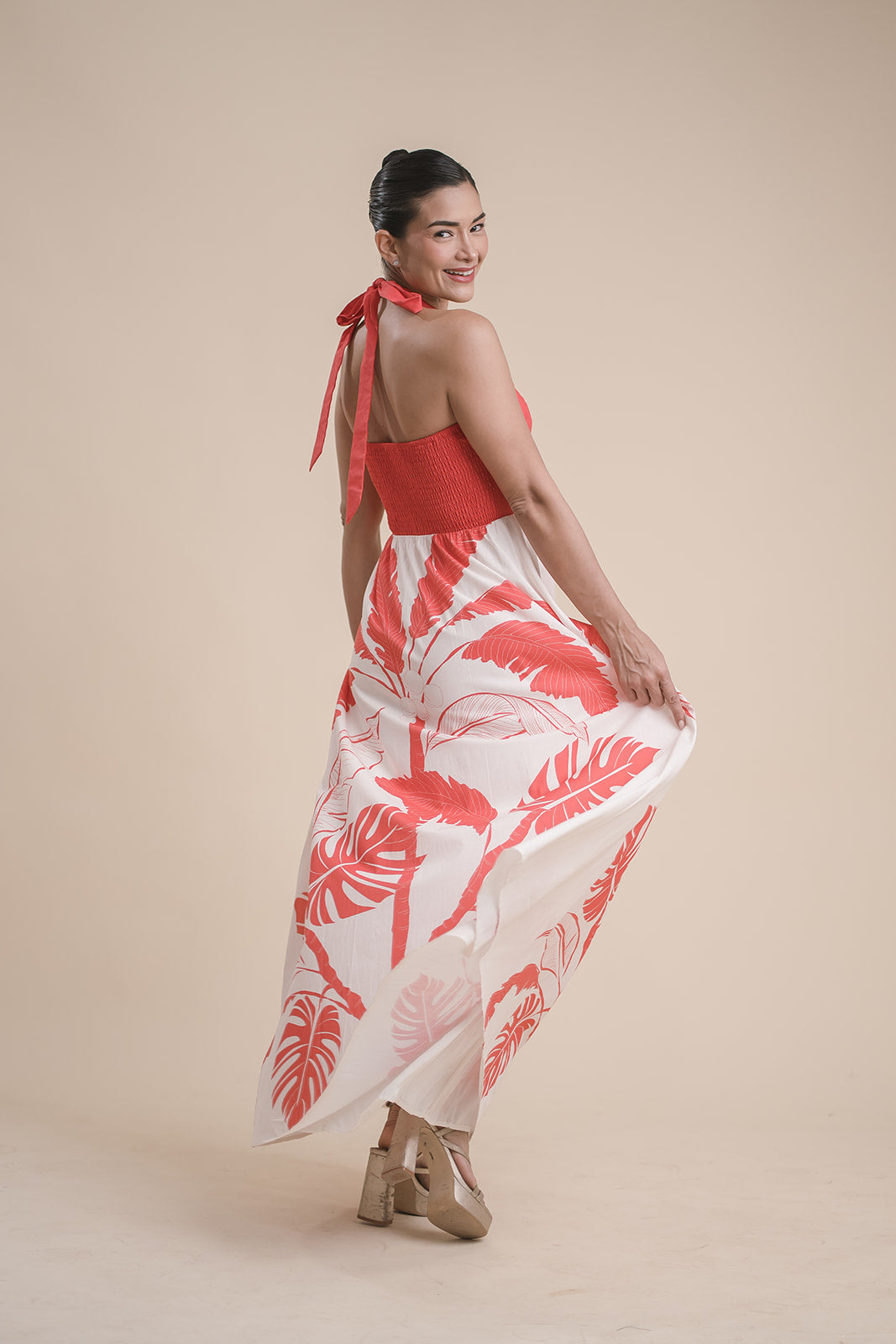 Vestido tropical Coral
