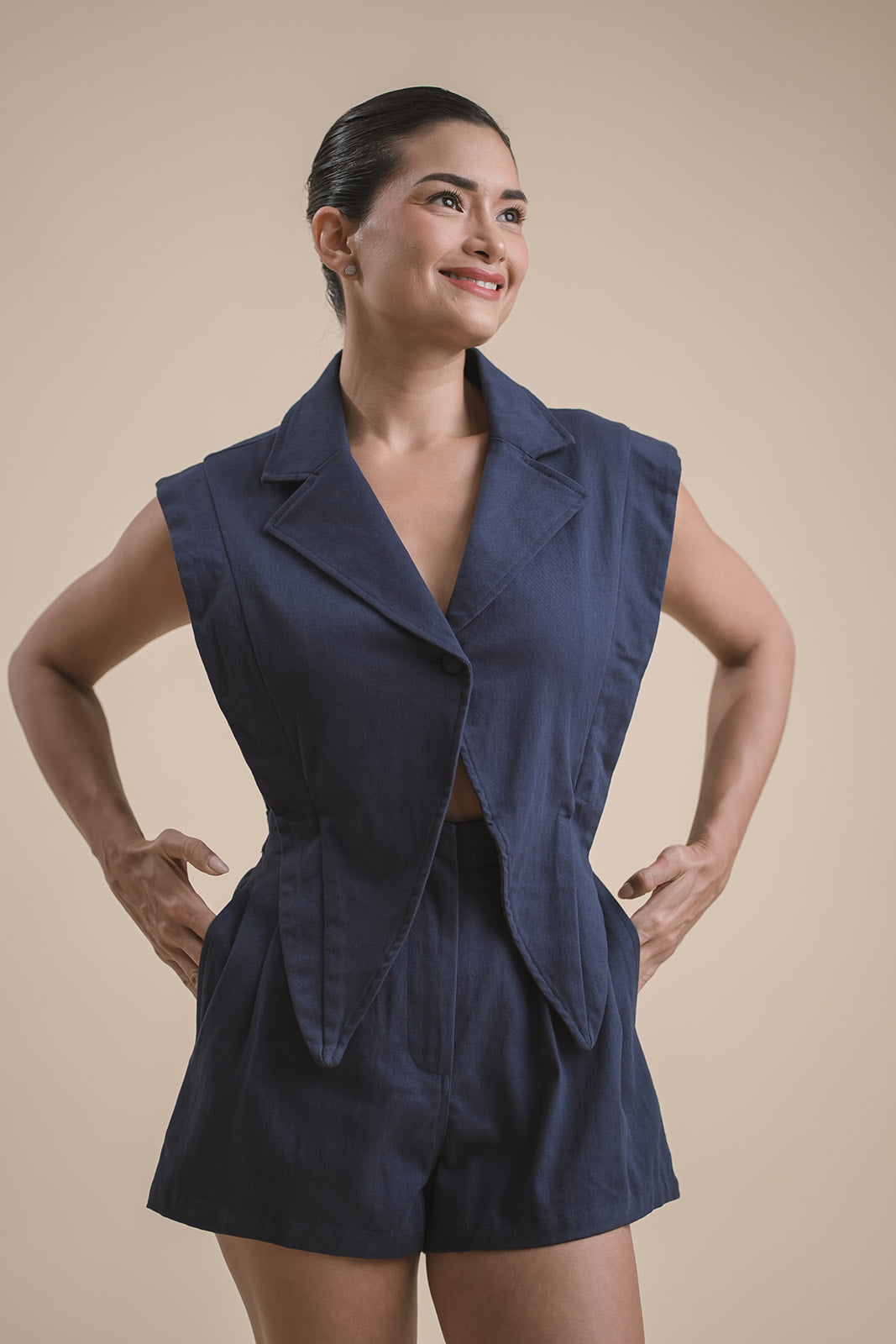 Romper denim Navy