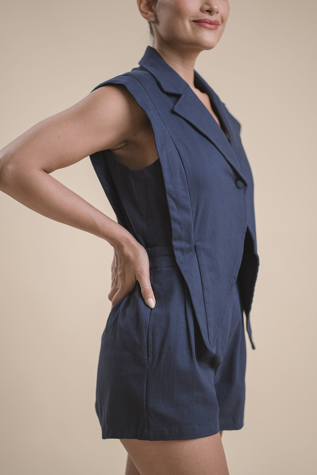 Romper denim Navy