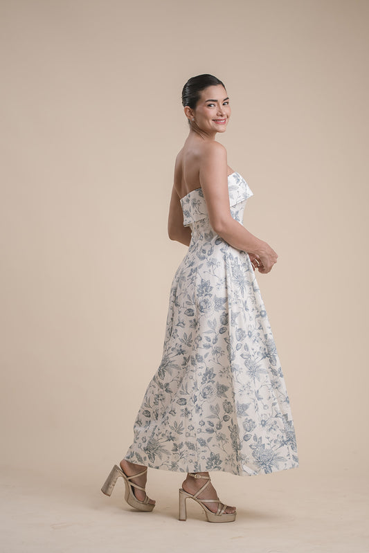 Vestido Strapless Flores