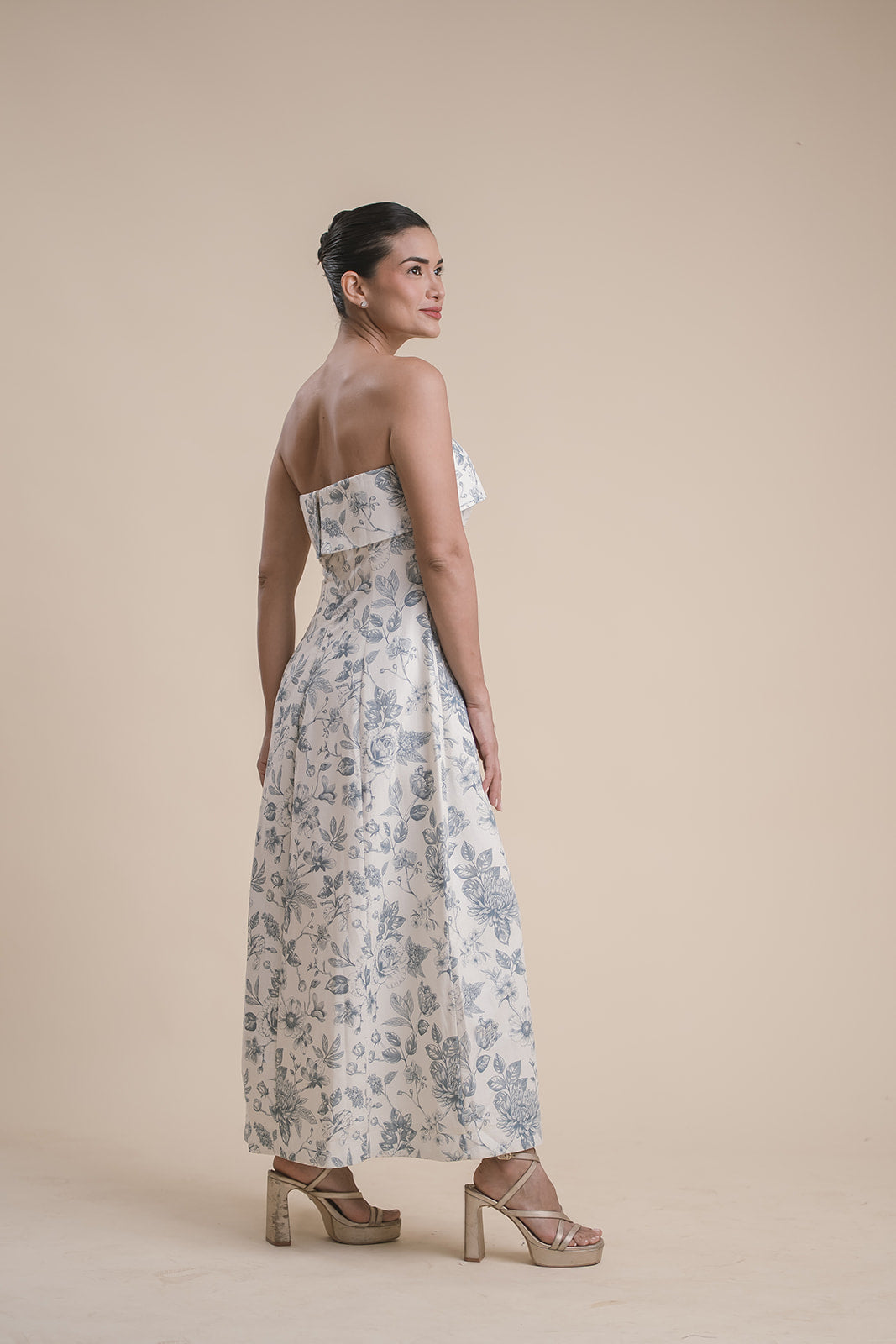 Vestido Strapless Flores