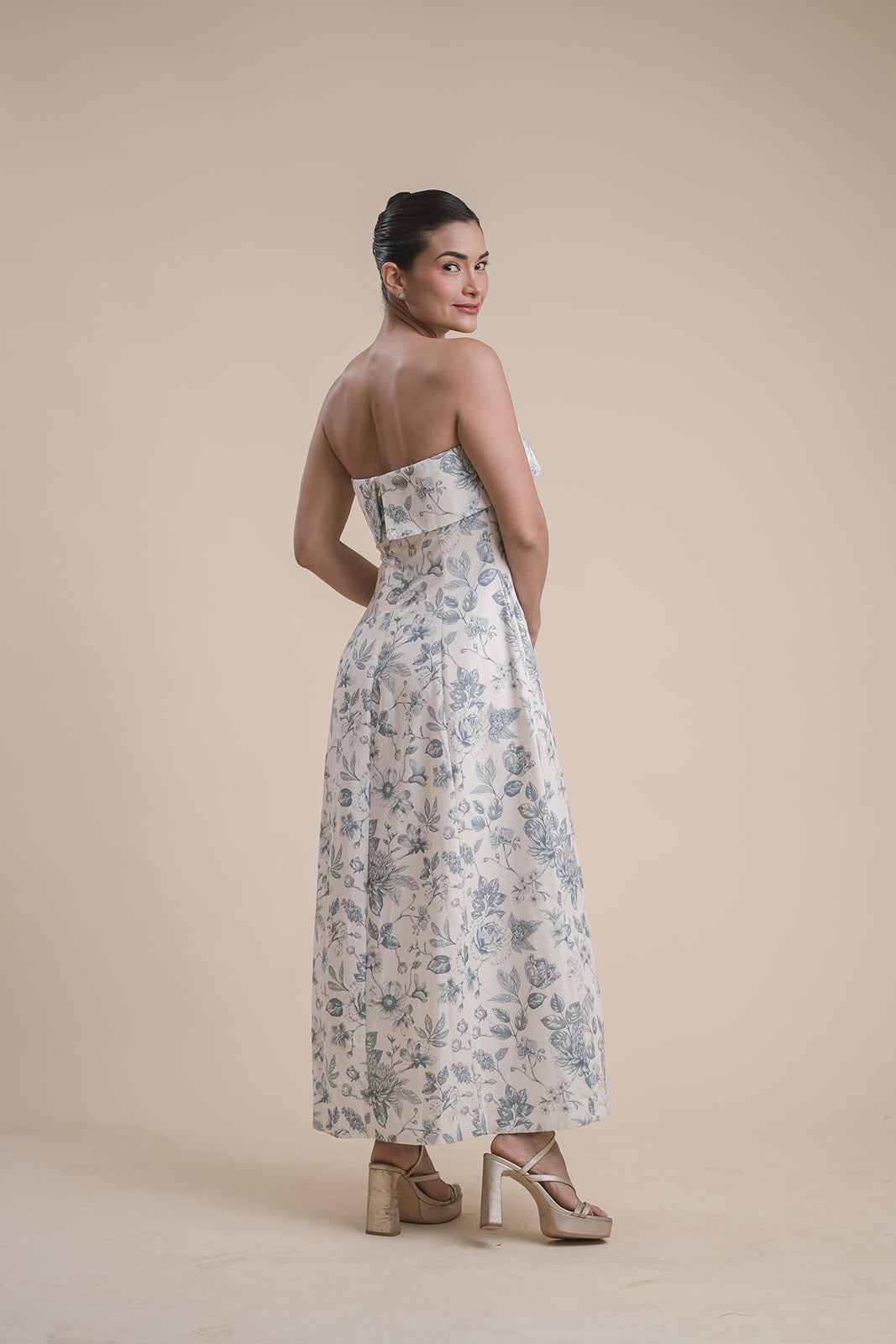 Vestido Strapless Flores
